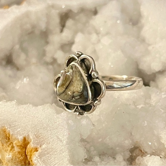 Copper Abalone Sterling Silver Ring 925 Size 6 - Picture 4 of 8